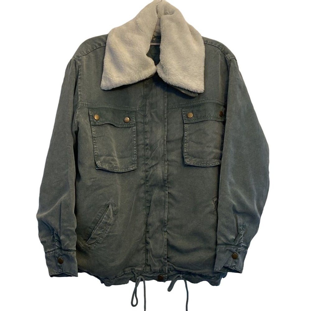 Young‎ Fabulous & Broke barn chore jacket Small faux fur removable collar New